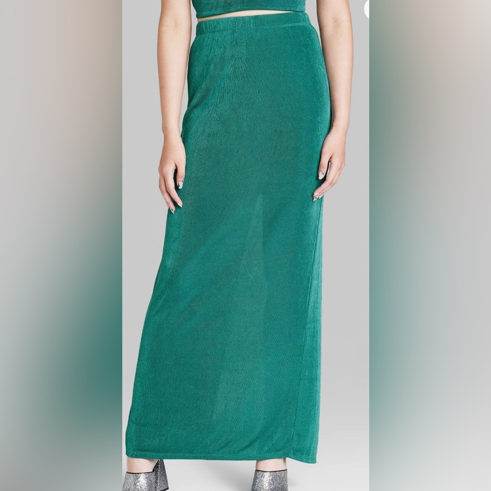 Wild Fable shimmery dark green teal skirt and Camisole. Size large Gorgeous